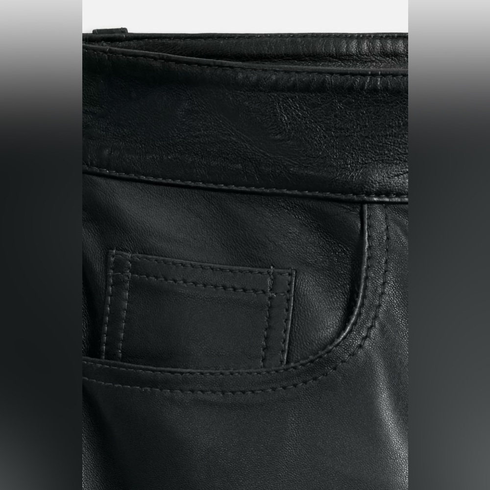 ZARA Pants Women's Size Large Faux Leather Black High Rise Straight Leg Zip - Picture 7 of 11